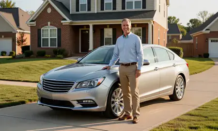 Customer with their delivered car in Reston, Virginia, United States