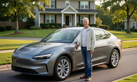 Car delivered to a driveway in Reston, Virginia, United States