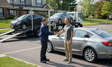 Vehicle owner beside their delivered car in Reston, Virginia, United States