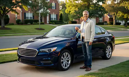 Car delivered to a driveway in Richmond, Virginia, United States