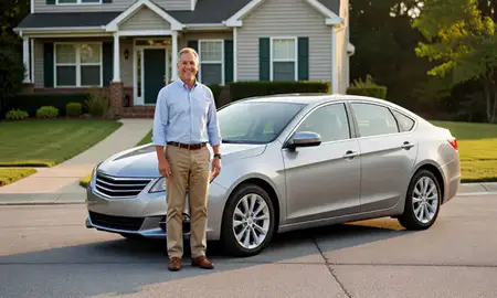 Customer with their delivered car in Roanoke, Virginia, United States