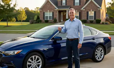 Car delivered to a driveway in Roanoke, Virginia, United States