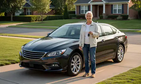 Car delivered to a driveway in Tuckahoe, Virginia, United States