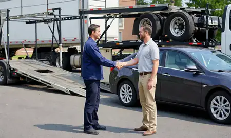 Vehicle owner beside their delivered car in Tuckahoe, Virginia, United States