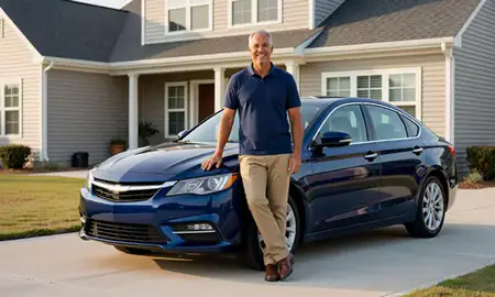 Customer with their delivered car in Virginia Beach, Virginia, United States