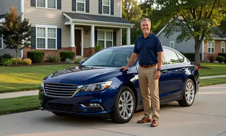Customer with their delivered car in Woodbridge, Virginia, United States