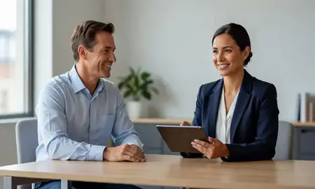 Customer discussing car shipping options in Woodbridge, Virginia, United States