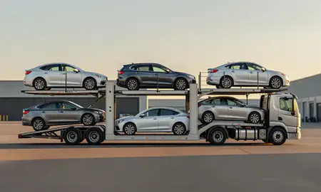 Car transporter parked in an industrial area of Auburn, Washington, United States