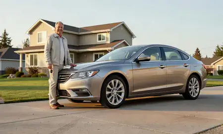 Car delivered to a driveway in Bellingham, Washington, United States