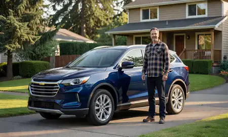 Car delivered to a driveway in Bremerton, Washington, United States