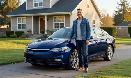 Customer with their delivered car in Everett, Washington, United States