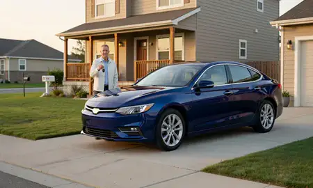 Car delivered to a driveway in Federal Way, Washington, United States