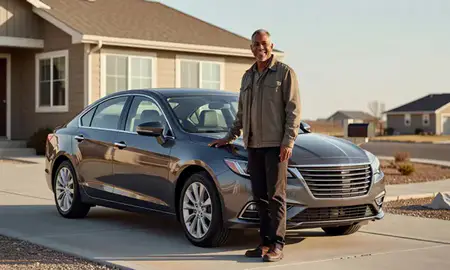 Customer with their delivered car in Kennewick, Washington, United States