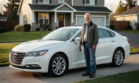 Car delivered to a driveway in Kent, Washington, United States