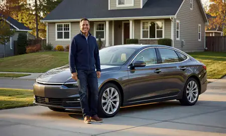 Customer with their delivered car in Kirkland, Washington, United States