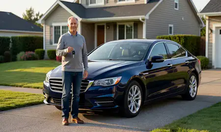 Car delivered to a driveway in Kirkland, Washington, United States