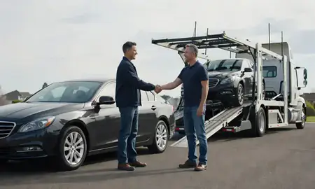 Vehicle owner beside their delivered car in Kirkland, Washington, United States