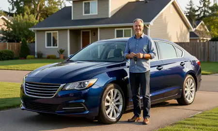 Car delivered to a driveway in Lacey, Washington, United States