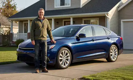 Customer with their delivered car in Lakewood, Washington, United States