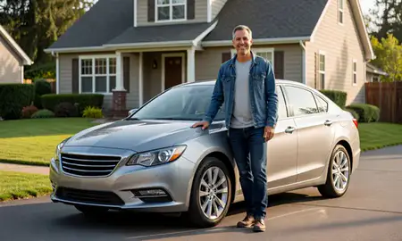Customer with their delivered car in Marysville, Washington, United States