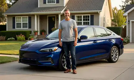 Customer with their delivered car in Mount Vernon, Washington, United States