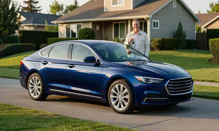 Car delivered to a driveway in Olympia, Washington, United States