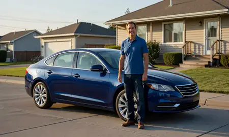 Car delivered to a driveway in Pasco, Washington, United States