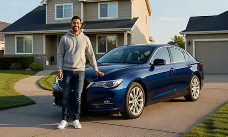 Customer with their delivered car in Redmond, Washington, United States