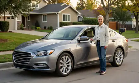 Car delivered to a driveway in Redmond, Washington, United States