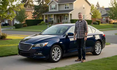Car delivered to a driveway in Renton, Washington, United States