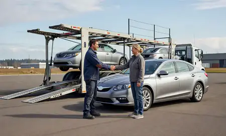 Vehicle owner beside their delivered car in Renton, Washington, United States