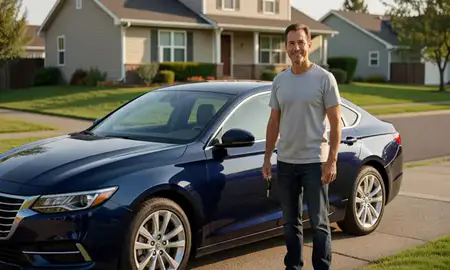 Car delivered to a driveway in Richland, Washington, United States