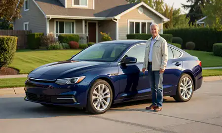 Car delivered to a driveway in Sammamish, Washington, United States