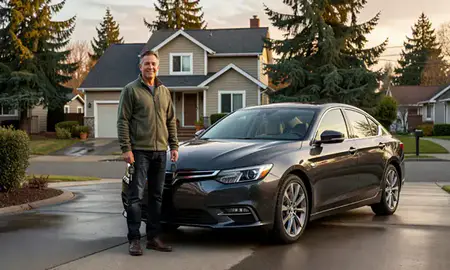 Car delivered to a driveway in Seattle, Washington, United States