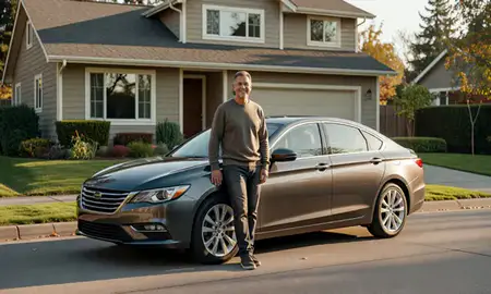 Customer with their delivered car in Shoreline, Washington, United States