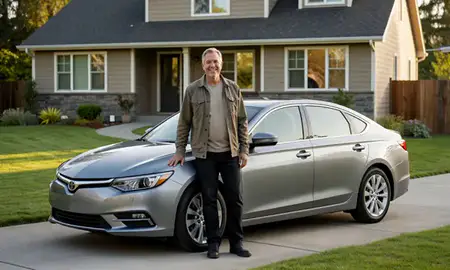 Customer with their delivered car in South Hill, Washington, United States
