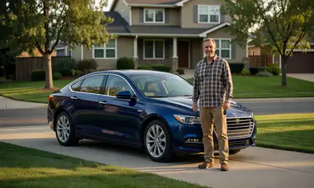 Car delivered to a driveway in Spokane Valley, Washington, United States