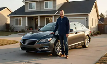 Customer with their delivered car in Spokane, Washington, United States