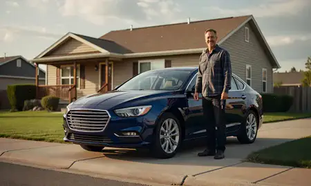 Car delivered to a driveway in Spokane, Washington, United States