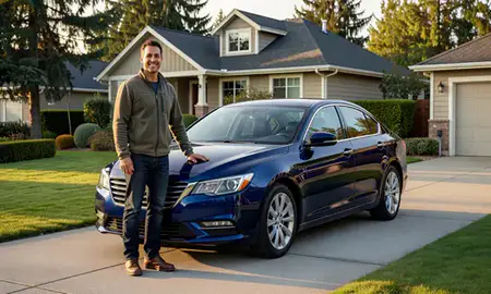 Customer with their delivered car in Vancouver, Washington, United States