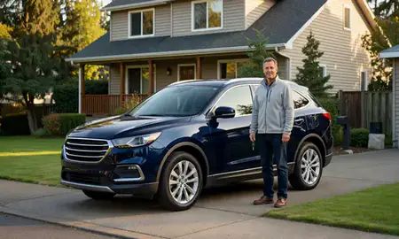 Car delivered to a driveway in Vancouver, Washington, United States