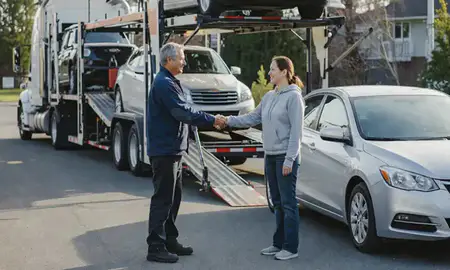 Vehicle owner beside their delivered car in Vancouver, Washington, United States