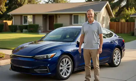 Car delivered to a driveway in Wenatchee, Washington, United States
