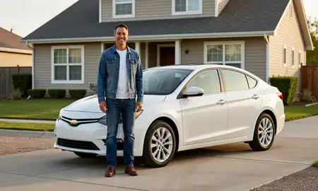 Customer with their delivered car in Yakima, Washington, United States