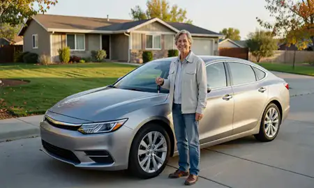 Car delivered to a driveway in Yakima, Washington, United States
