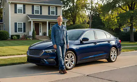 Customer with their delivered car in West Virginia, United States