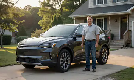 Car delivered to a driveway in West Virginia, United States