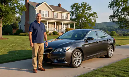 Customer with their delivered car in Beckley, West Virginia, United States