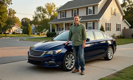 Customer with their delivered car in Bluefield, West Virginia, United States