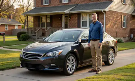 Car delivered to a driveway in Bluefield, West Virginia, United States